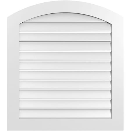 Ekena Millwork Arch Top Surface Mount PVC Gable Vent: Non-Functional, w/ 3-1/2"W x 1"P Standard Frame, 34"W x 36"H GVPAR34X3601SN